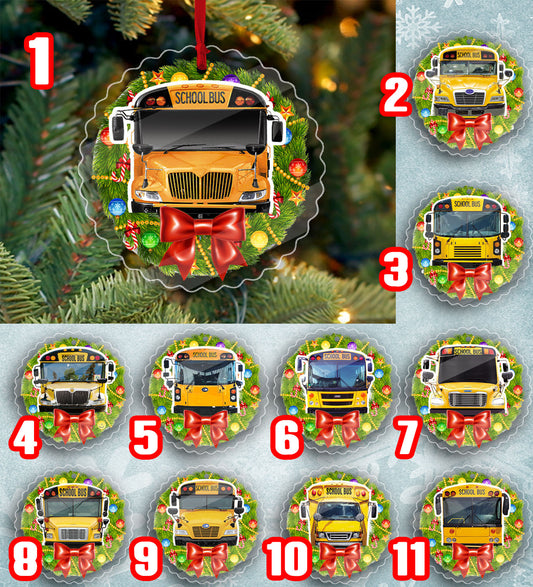 School Bus Christmas Ornament Ver2