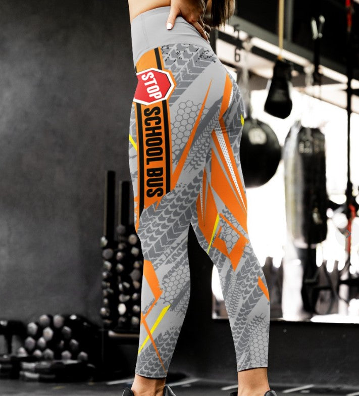 School Bus style  High Waist Leggings - AOP Legging