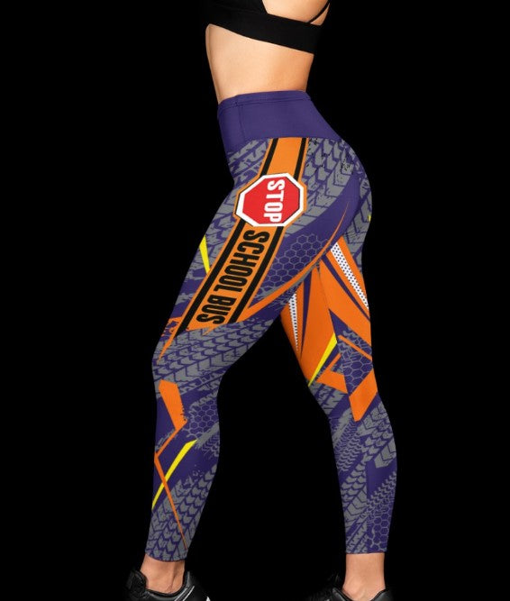 School Bus style  High Waist Leggings - AOP Legging