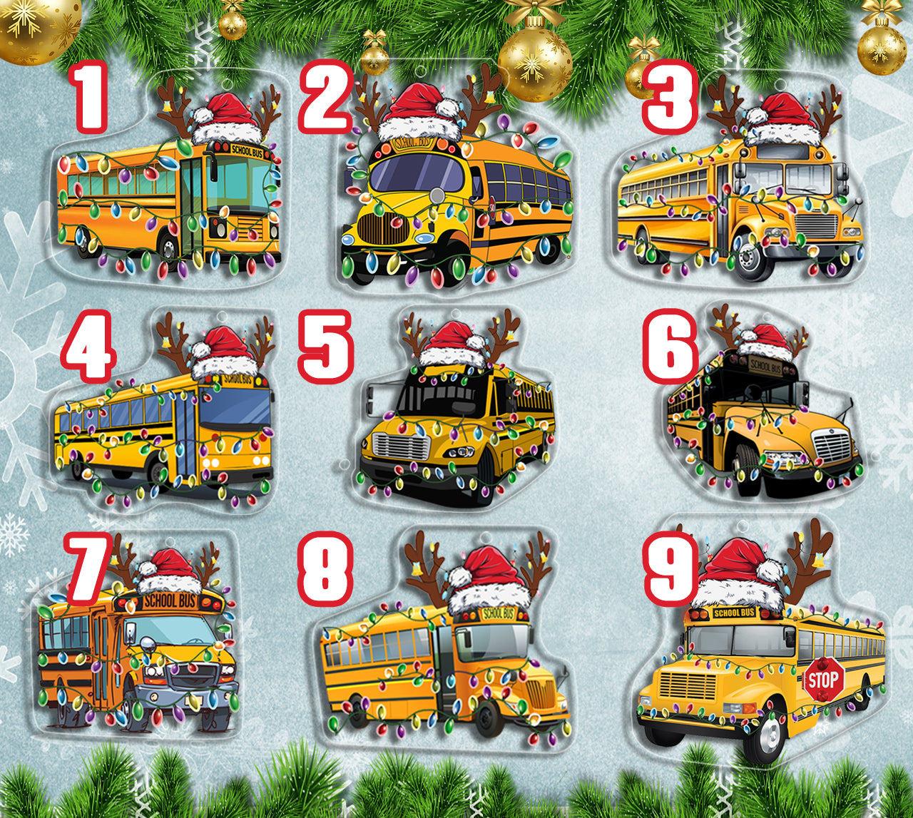 School Bus Christmas Ornament 3