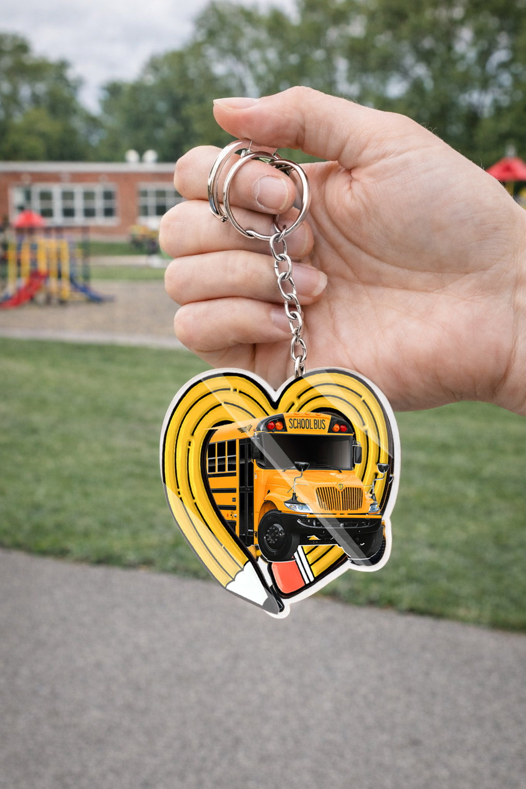 School bus keychains - Heart collection