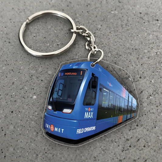 Transparent Acrylic Keychain - Trimet Portland- a light rail vehicle ( Personalizable )