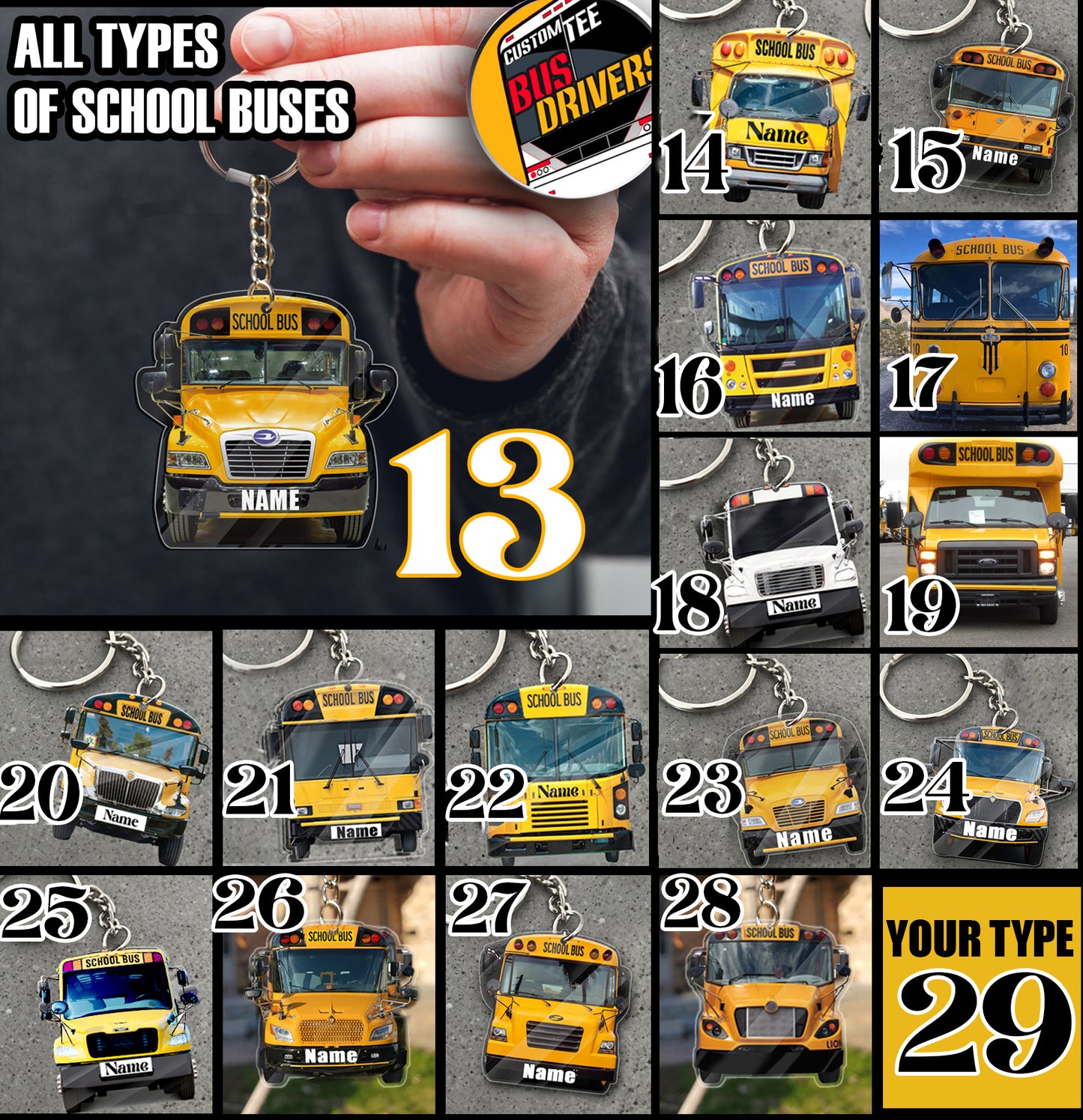 School Bus Keychain Collection