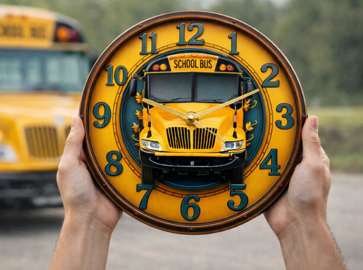 School bus clock - All types of school buses