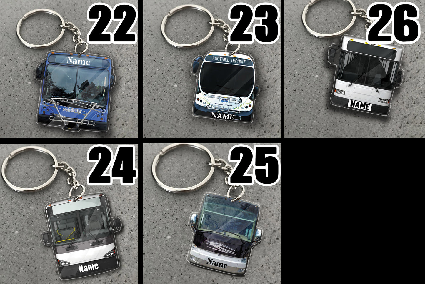 Coach/Bus Keychain Collection