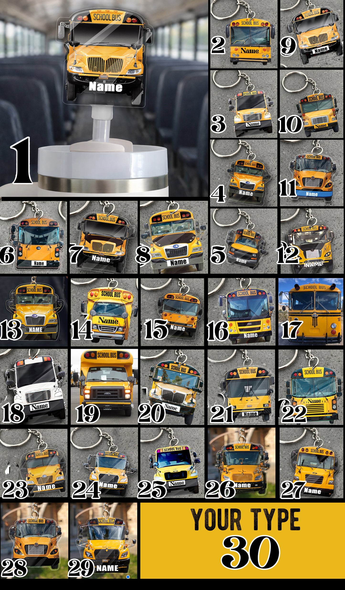 School Bus Straw Topper - Customize