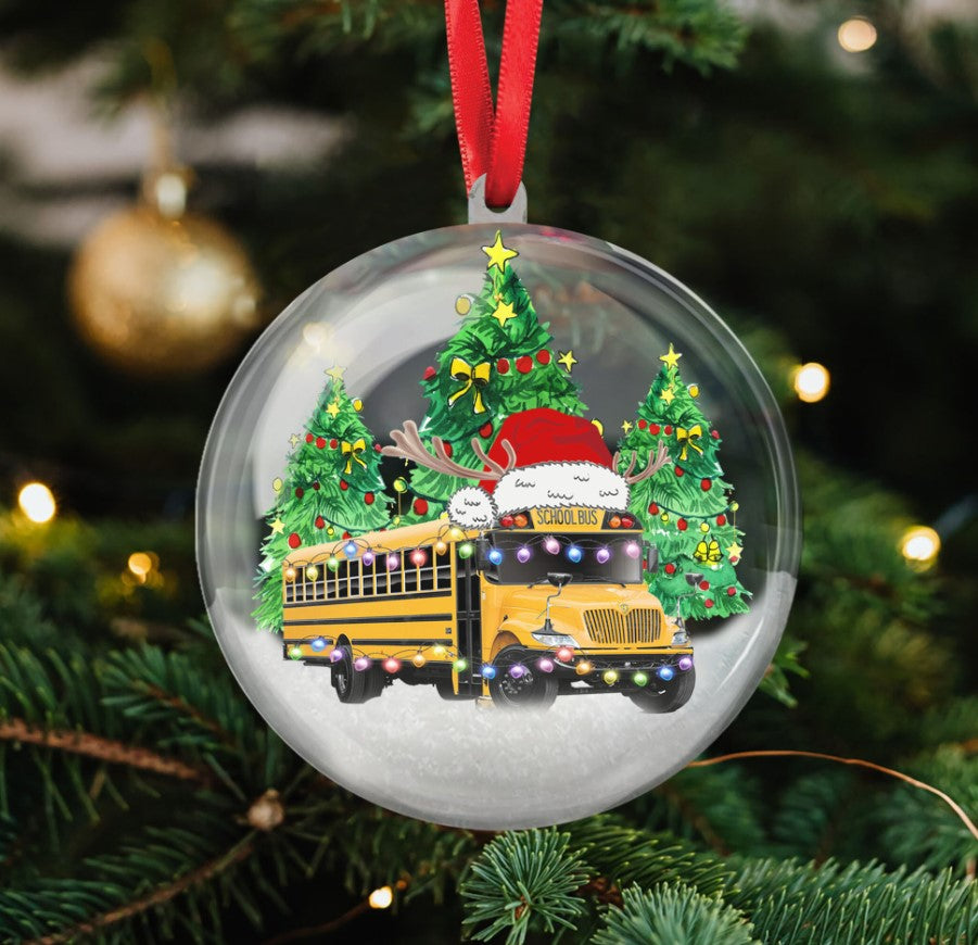 School bus Christmas 3D Ball Ornament