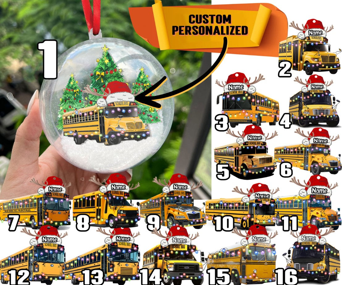 School bus Christmas 3D Ball Ornament