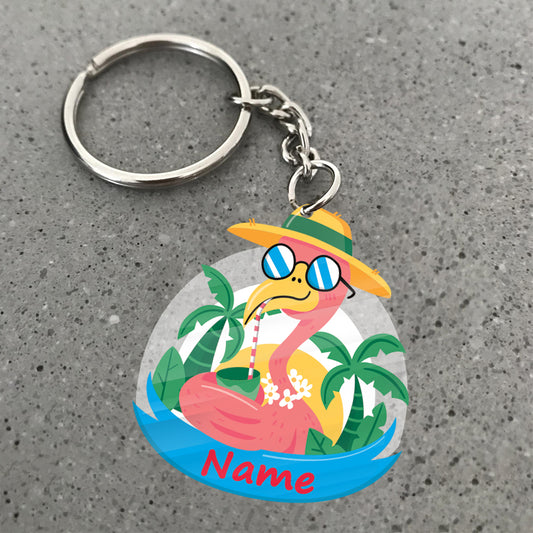 Transparent Acrylic Flamingo  Keychain - (Personalizable)