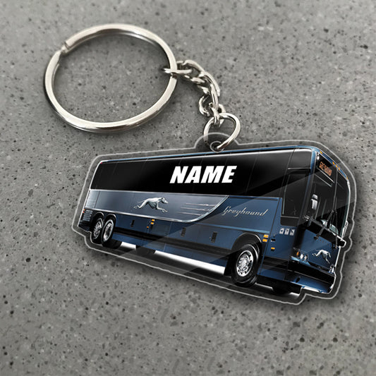 Transparent Acrylic Keychain - Greyhound bus - Prevost ( Personalizable )