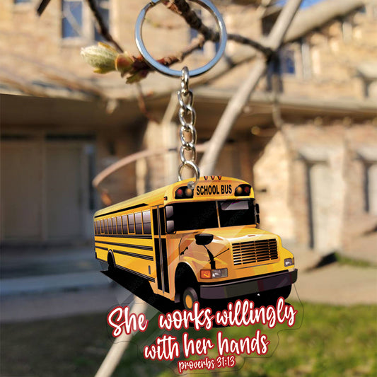 Transparent Acrylic Keychain for School Bus Driver